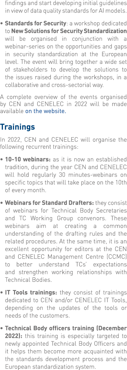 findings and start developing initial guidelines in view of data quality standards for AI models    Standards for Sec   